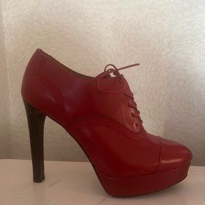 Elie Tahari Never Worn Cherry Red Platform Stiletto Oxfords